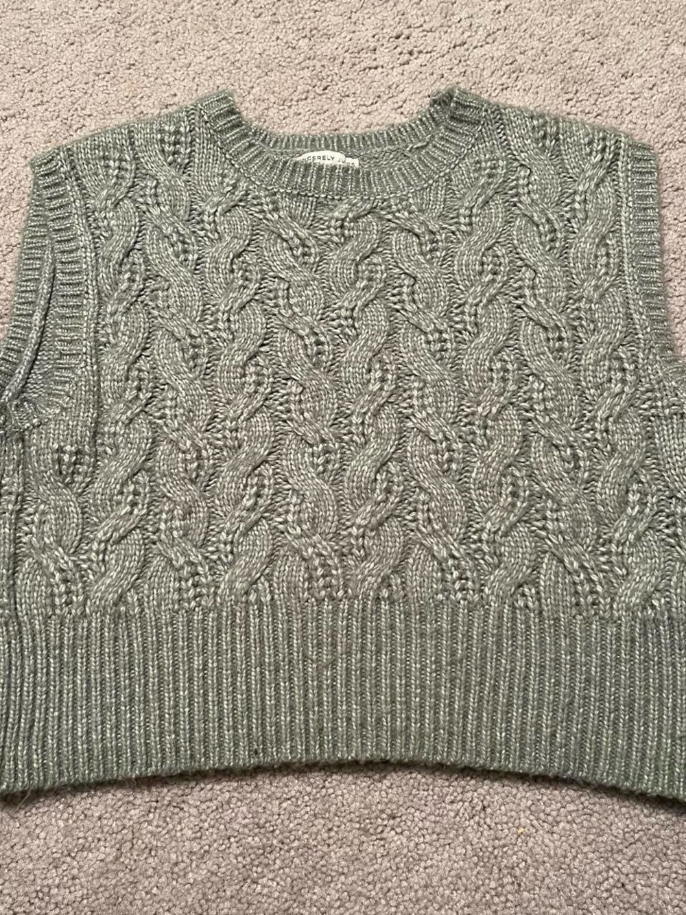 Sincerely Jules light green cable knit sweater vest
